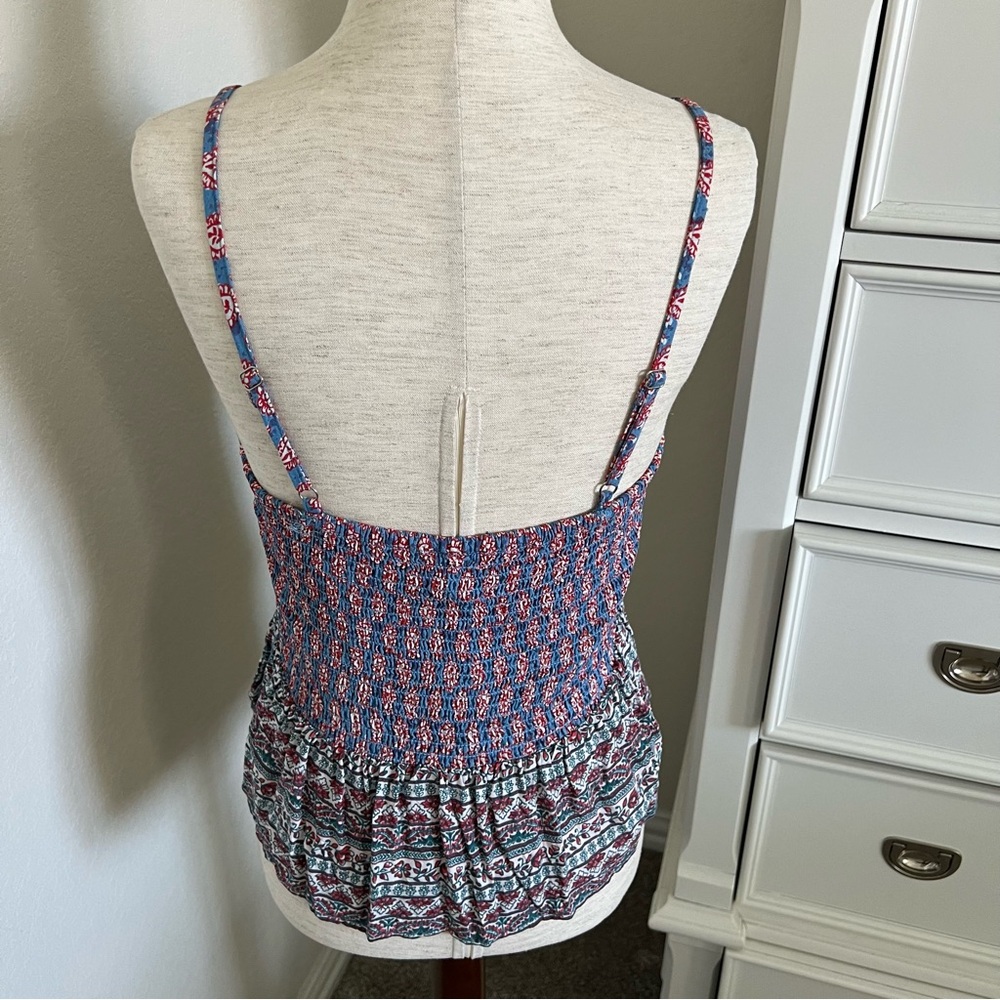 Printed Smocked Ruffle Trim Tank - Picture 5 of 6